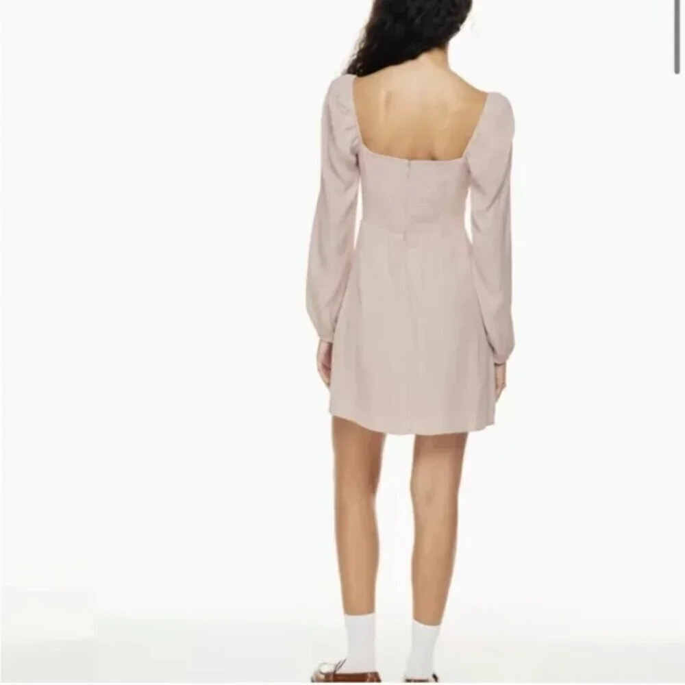 Aritzia Sunday Best Delilah Long Sleeve Mini Dress Light Mauve Pink Size Small